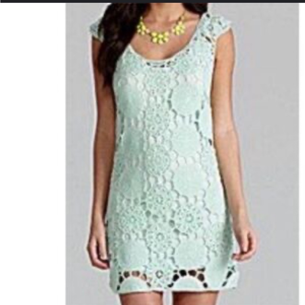 Gianni Bini Melody Crochet Dress Mint Green | Size Small